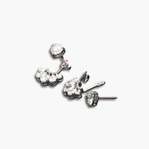 Elegant Dual-Stone Fan-Shaped Diamond Earrings