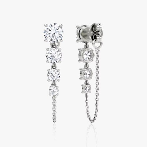 Diamond Tennis Earring with multi stone