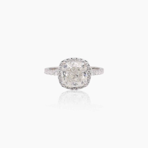 Elegant Cushion-Cut Diamond Halo Engagement Ring