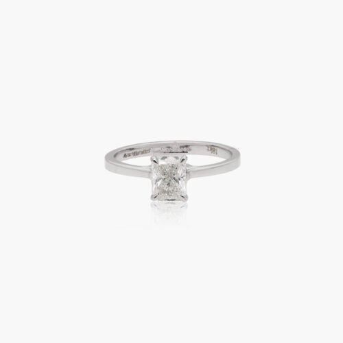 Rectangular-Cut Diamond Solitaire Engagement Ring