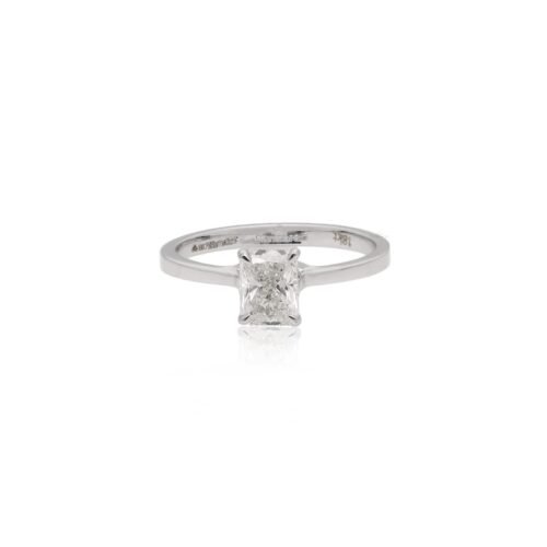 Rectangular-Cut Diamond Solitaire Engagement Ring
