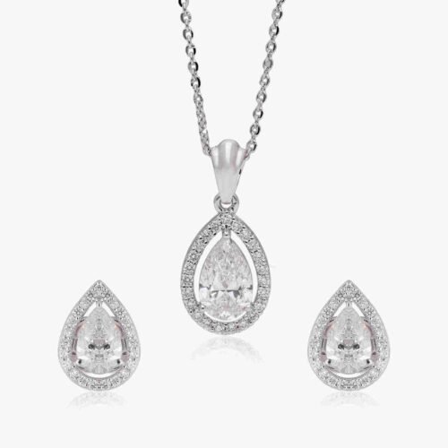 Pear-Shaped Diamond Pendant Set with Matching Earrings